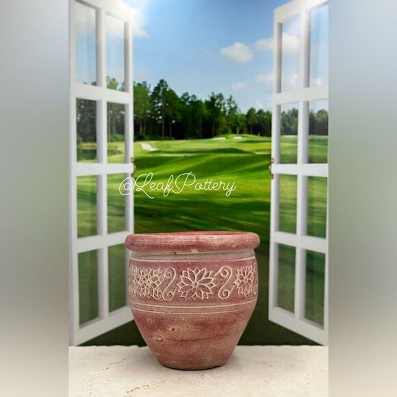 Mayor Red/Beige Clay Planter Pot - Picture 3 of 9